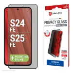 Displex privatumo apsauginis stiklas (10H) Samsung Galaxy S25 FE/S24 FE, su Eco montavimo rėmeliu