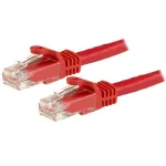 StarTech.com N6PATC150CMRD CAT6 Ethernet tinklo jungiamasis kabelis, 1,5 m, UTP, RJ45 be užsikabinimo, 24AWG, 100W PoE, raudonas