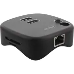 InLine USB 3.0 Multifunkcinis adapteris, 2xUSB-A, RJ45, SD/MicroSD kortelių skaitytuvas, juodas