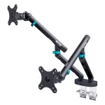 Monitorų laikiklis DIGITUS Dual design 2&times;35 colių, spaustuvas, 2&times;10 kg, VESA 75&times;75&ndash;100&times;100, pakreipimas -45&ndash;90&deg;