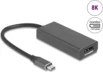 DELOCK 64316 vaizdo kabelio adapteris USB Type-C į HDMI + DisplayPort, 0,15 m, aliuminis, pilka