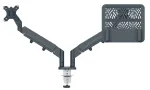 Leitz Ergo Space Saving dviejų monitorių ir ne&scaron;iojamojo kompiuterio laikiklis, spaustuvinis/praki&scaron;amas, 18 kg, 43,2 cm (17 col.), 81,3 cm (32 col.), 100 x 100 mm, tamsiai pilkas
