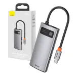 &bdquo;Baseus Metal Gleam Series&ldquo; 4-in-1 USB-C &scaron;akotuvas, USB 3.0 + USB 2.0 + HDMI + USB-C PD, sidabrinis