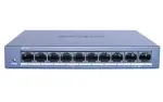 Hikvision DS-XS0110-P 10 prievadų nevaldomas PoE+ komutatorius (8 PoE+ prievadai, 110 W biudžetas)