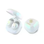 &bdquo;Guess 4G Printed Logo&ldquo; tikros belaidės stereo Bluetooth ausinės su įkrovimo dėklu (balta)