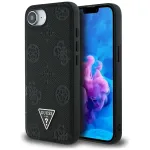 Guess Grained Hot Stamp Peony Triangle Logo MagSafe Dėklas, skirtas iPhone 16e (Juodas)