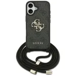 Guess 4G Big Logo Crossbody Dėklas su Virvele, skirtas Apple iPhone 17, Juodas