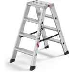 Hailo Master D100 2 x 4 Step Ladder - Dvipusė aliumininė kopėčios su laipteliais, 150 kg talpa, EN 131