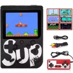 &bdquo;GameBox R2&ldquo; ne&scaron;iojama 8 bitų retro žaidimų konsolė su 400 žaidimų, 3 colių LCD ekranu, 1 valdikliu, TV RCA laidu, juoda