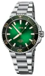 ORIS Aquis Date Calibre 400 vyrų automatinis laikrodis 41,50 mm, žalias ciferblatas, nerūdijančio plieno apyrankė, 41270782209PE