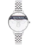 Moteri&scaron;kas laikrodis Olivia Burton OB16VS07 (34 mm) &ndash; rausvo aukso atspalvio nerūdijančio plieno korpusas, pilka odinė apyrankė