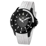 Folli Follie Woman WF1Y002ZDW 42 mm kvarcinis analoginis laikrodis su balta odine apyranke