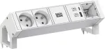 BACHMANN DESK2 ALU WHITE 2xUTE 1xCM 1xUSB A/C 22W 0.2m GST18