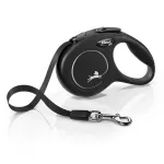 Flexi New Classic Cat XS 3 m &ndash; atsitraukiamas pavadėlis su virvele mažiems augintiniams, juodas, maks. apkrova 8 kg