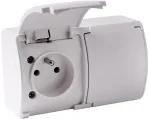 VIPLAST KOALA 162-01 Dvigubas pavir&scaron;inis lizdas su įžeminimu ir dangteliu, E tipas 16A 250V, IP44 baltas