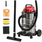 Einhell TC-VC 3055 SA &scaron;lapio ir sauso siurbimo dirbtuvių dulkių siurblys su maitinimo lizdu, 30 L