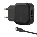 Qoltec 12W 5V 2.4A USB + USB-C sieninis įkroviklis