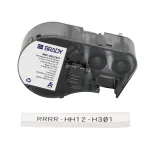 Brady M4C-250-7641 savaiminio laminavimo vinilo laidų žymekliai, skirti BMP51/BMP53, 38,1 mm x 19,05 mm, balti/per&scaron;viečiami, 6,4 m ritinys