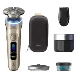 Elektrinis skustuvas Philips i9000 Prestige Ultra XP9403 &ndash; 3 rotacinės galvutės, SkinIQ Pro, &scaron;lapias ir sausas skutimas, akumuliatorius, valymo stotelė, auksinis