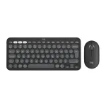 Logitech Pebble 2 Combo Tonal Graphite belaidis klaviatūros ir pelės rinkinys, AZERTY prancūzi&scaron;ka klaviatūra, Bluetooth ir Logi Bolt USB imtuvas, tylūs paspaudimai, keli įrenginiai, perdirbtas plastikas