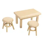 Rayher Mini gnomų staliukas su 2 taburetėmis, natūralaus medžio, 3 dalių rinkinys 46819505