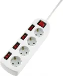 Sygonix SY-4535068 Schuko lizdo adapteris su jungikliu, baltas, 16 A, 3680 W, apsauga nuo vaikų