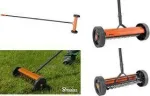 Bradas vejapjovė-&scaron;lifuoklis su ratukais, oranžinė/antracito spalvos, metalinis rėmas, PVC rankena, plieniniai peiliai, 32 cm darbinis plotis, 1 vnt. (KT-V2045)