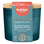 BOLSIUS True Joy kvapioji žvakė stiklinėje su kam&scaron;tiniu dangteliu - Woody Wellness, &Oslash;66x83 mm