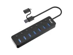 USB &scaron;akotuvas Equip 7 prievadų USB 3.2 Gen 1 su maitinimo adapteriu