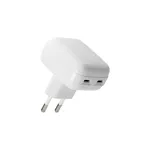Sieninis įkroviklis d bramante re-charge Pro EU Flat 2&times;USB-C 20W Baltas (patalpoms)