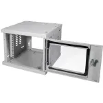 LogiLink W06Z33G 10" SoHo sieninė spintelė su stiklinėmis durelėmis, 4U, &scaron;viesiai pilka
