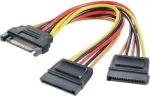 Maitinimo Y adapteris Renkforce 1&times; SATA maitinimo ki&scaron;tukas 15 kontaktų į 2&times; SATA maitinimo lizdus 15 kontaktų, 0,15 m, juoda/raudona/geltona