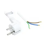 Good Connections maitinimo kabelis su įžemintu ki&scaron;tuku E+F tipo (CEE 7/7, kampinis) į nuvalytus galus, baltas, 1,00 mm&sup2;, 5 m (P0185-W050)