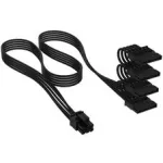 Corsair kabelis, Type 4, SATA maitinimo jungtis, 405mm, 520mm, 635mm, 750mm, individualiai apvyniotas -juodas