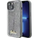 Guess iPhone 15 HC Sequin Script Metal Silver Hard Case
