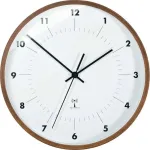 TFA Dostmann radijo bangomis valdomas sieninis laikrodis su mediniu rėmu, 25,5 cm skersmens, baltu ciferblatu, arabi&scaron;komis skaitmenimis, maitinamas baterija, DCF77 98.1097
