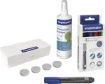 MAGNETOPLAN HOLTZ Magnetoplan 12299N Lentos priedų rinkinys &ndash; 4 sausai trinami žymekliai, 250 ml valymo skysčio, magnetinis trintukas, 10 &scaron;luosčių, juodas
