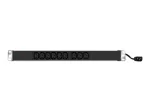 EXERTIS CONNECT 19 inch 1U 9 lizdų IEC C13 PDU, aliuminio korpusas, 2,5 m kabelis, juodas 808901