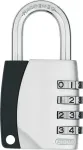 ABUS 155/40 kombinuota spyna su 4 skaitmenų kodu, aliuminio korpusas, grūdinto plieno lankas, sidabrinė ABVS30890