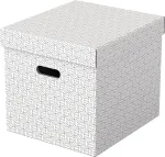 LEITZ Home Cube laikymo dėžių rinkinys, 3 vnt., baltos, 100% perdirbto gofruotojo kartono, nuimamas dangtis 628288
