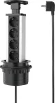 SYGONIX SY-4737792 stalinis prailgintuvas su 8 Schuko lizdais ir 2 USB prievadais, juodas/sidabrinis