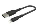 Belkin USB-A&ndash;Lightning pintas kabelis 15 cm juodas