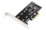 DIGITUS M.2 NGFF/NVMe SSD PCI-E papildinio kortelė, palaiko B, M ir B+M raktą, dydžiai 2230, 2242, 2260, 2280