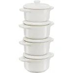 Staub Mini Cocotte rinkinys 4 vnt., apvalus, keramika, dramblio kaulo balta (1009383)