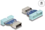 DeLOCK USB adapteris i&scaron; 19 kontaktų vidinės USB jungties į vidinę USB Type-E lizdą, 5 Gbps, mėlynas