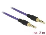 DeLOCK 85599 audio kabelis, 4 kontaktų mini ki&scaron;tukas (M) į 4 kontaktų mini ki&scaron;tuką (M), 2 m, violetinis