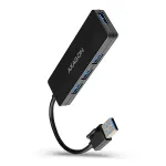 USB 3.2 Gen 1 4 prievadų &scaron;akotuvas Axagon SuperSpeed USB SLIM hub, juodas, plastikinis, 0,14 m