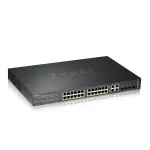 Zyxel GS2220-28HP-EU0101F valdomas L2 Gigabit Ethernet komutatorius su PoE (24 prievadai, 180 W, juodas)
