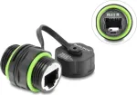 Delock kabelio jungtis RJ12 lizdas &ndash; RJ12 lizdas su M20 x 1.5 mm sriegiu ir apsauginiu dangteliu, IP68 atspari dulkėms ir vandeniui
