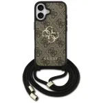 Guess 4G Big Logo Cord Stap Crossbody Case, skirta iPhone 17, ruda